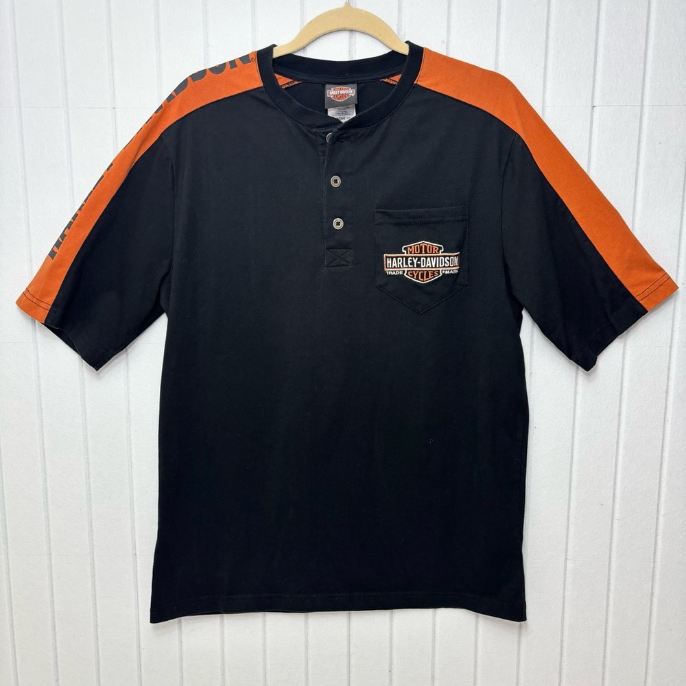 Harley-Davidson Cowboy's Alamo City San Antonio TX Black Orange Short Sleeve Tee